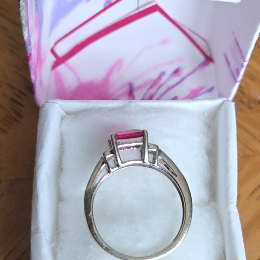 Lab Created Ruby White Gold Ring - image 3